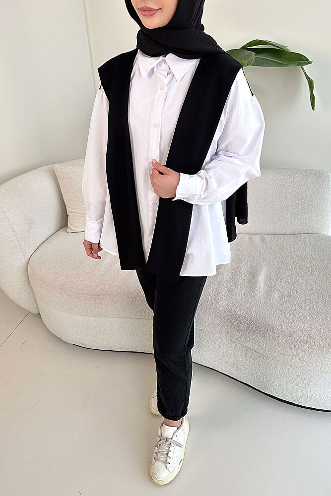 Fular Detaylı Gömlek - Siyah - ENMA (4)