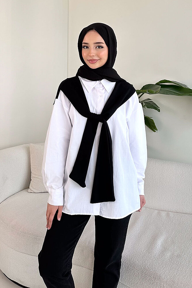 Fular Detaylı Gömlek - Siyah - ENMA (0)