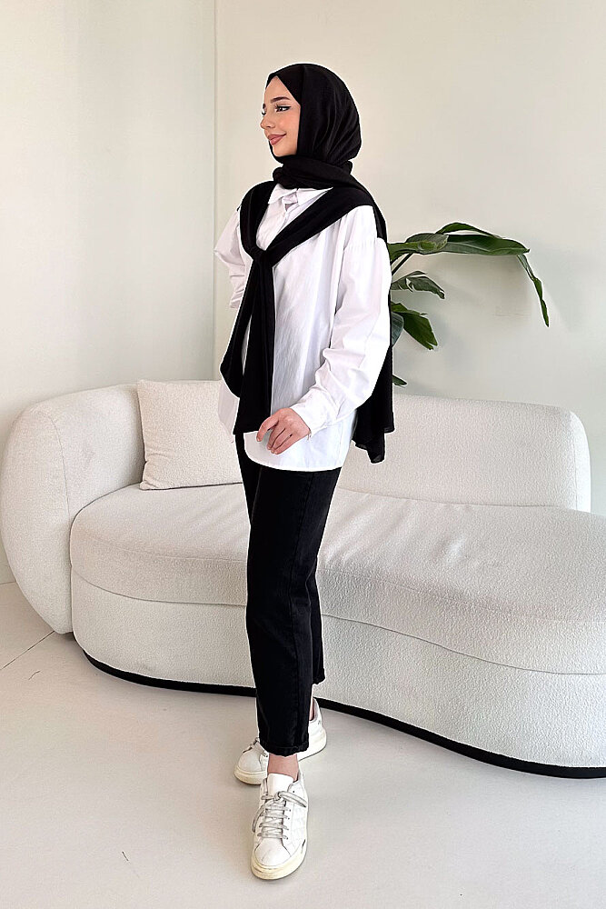 Fular Detaylı Gömlek - Siyah - ENMA (5)