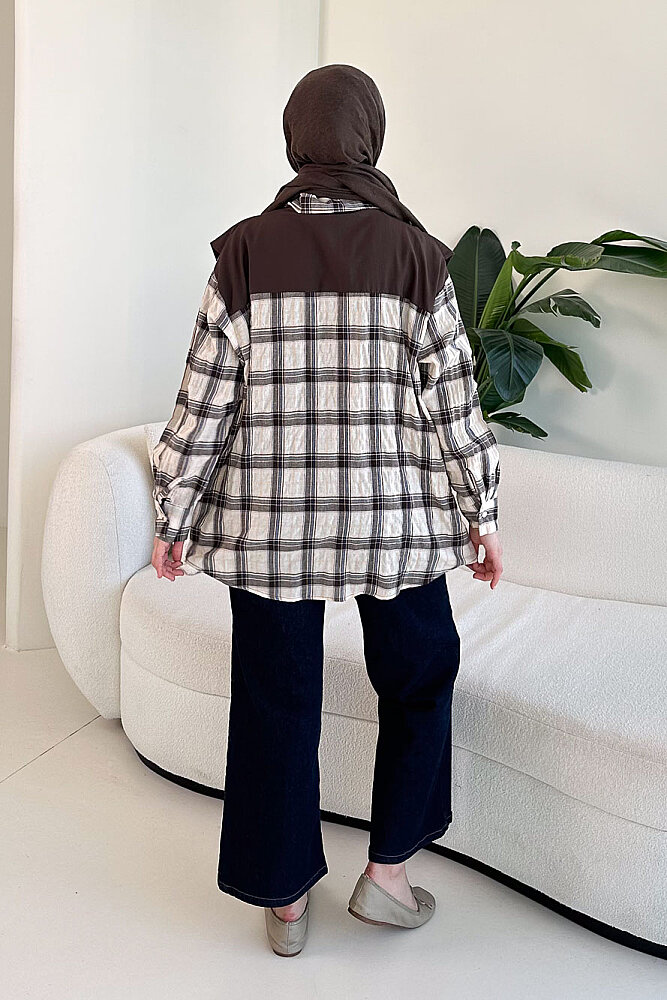 Garnili Fular Detaylı Gömlek - Bej - 7