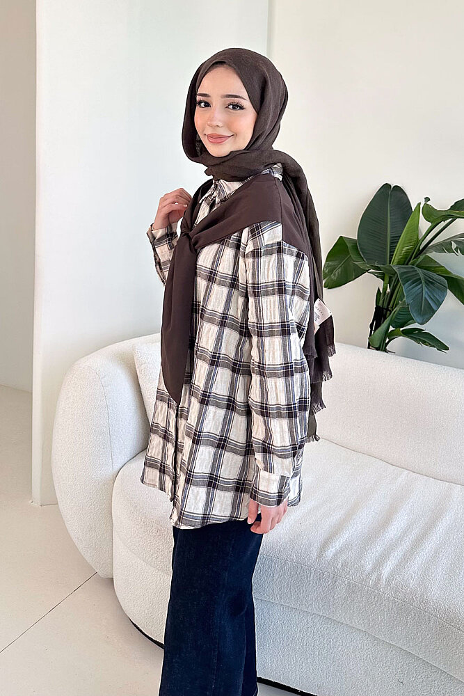 Garnili Fular Detaylı Gömlek - Bej - ENMA (2)