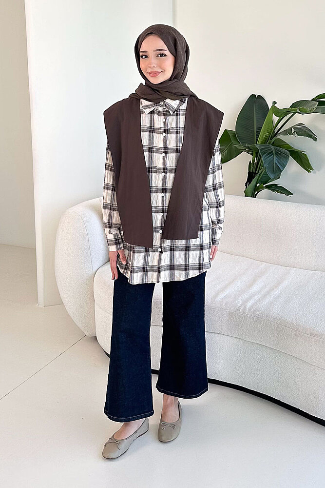 Garnili Fular Detaylı Gömlek - Bej - 2