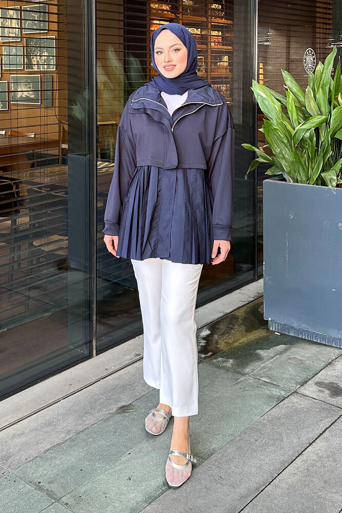 Garnili Scuba Trençkot - Lacivert - HENZA (5)