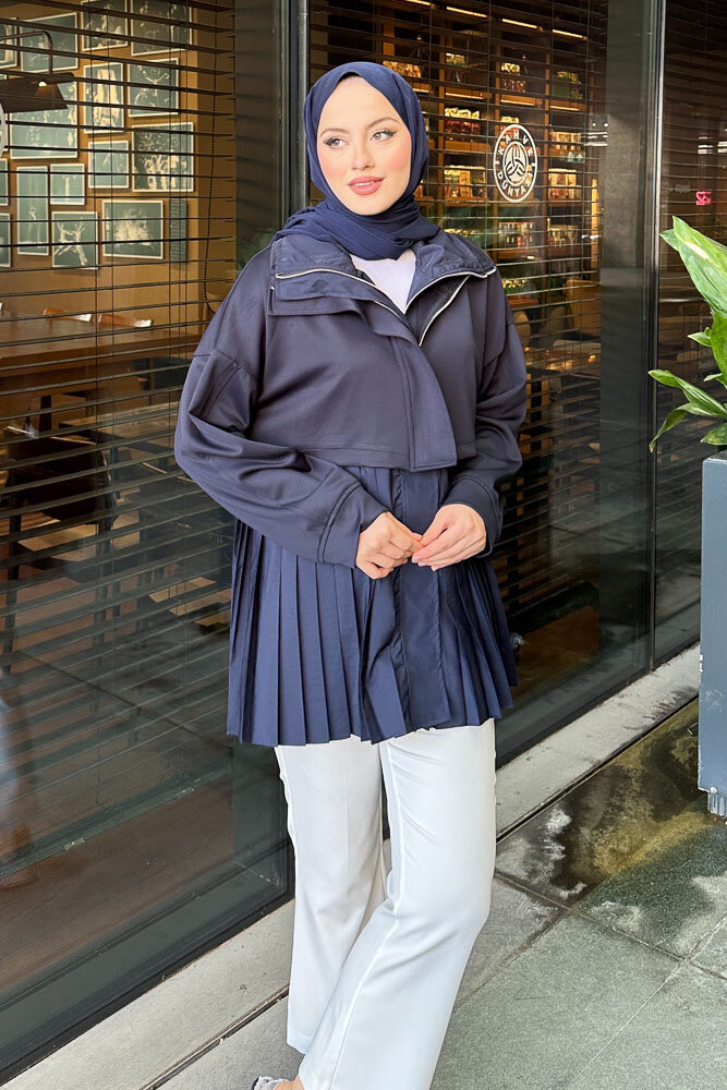 Garnili Scuba Trençkot - Lacivert - HENZA (4)