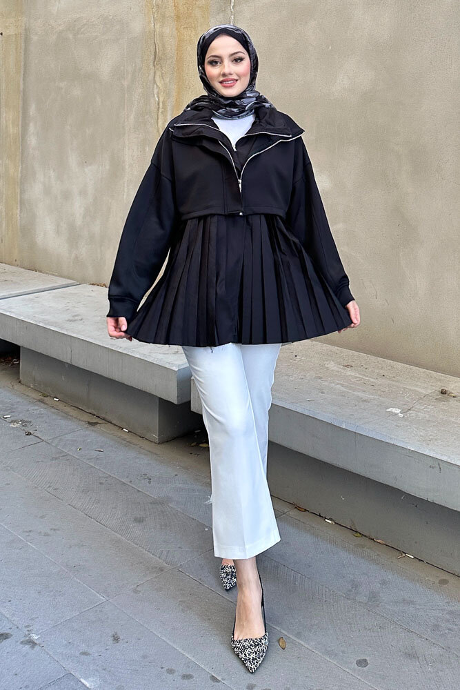 Garnili Scuba Trençkot - Siyah - HENZA (5)