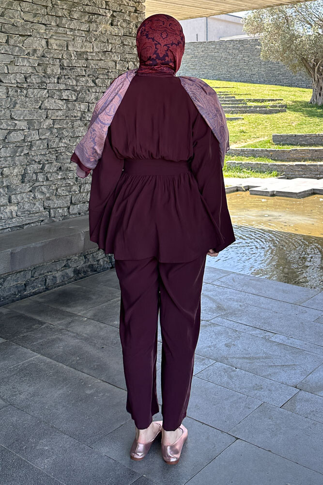 Geniş Kol Modal Takım - Bordo - 8
