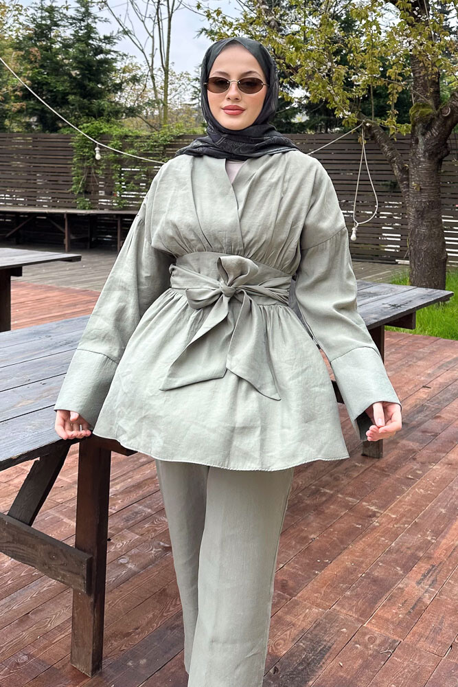 Geniş Kol Modal Takım - Küf Yeşili - 5