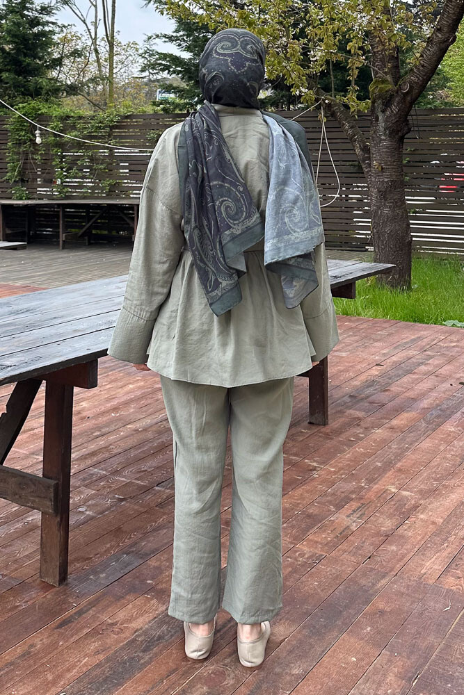 Geniş Kol Modal Takım - Küf Yeşili - 8