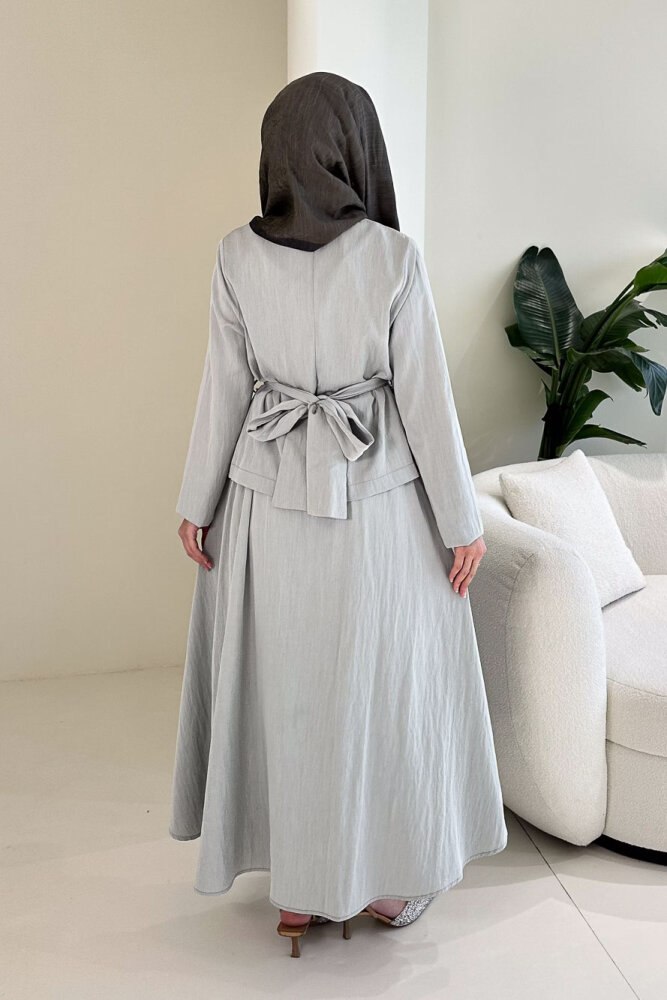 Gold Düğme Detaylı Etek Takım - Mint Yeşili - 8