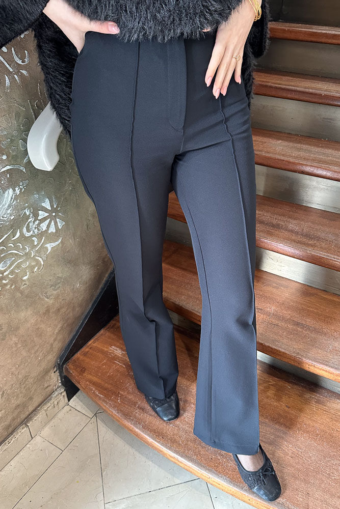 Gwen Önden Dikişili Pantolon - Siyah - HENZA (3)