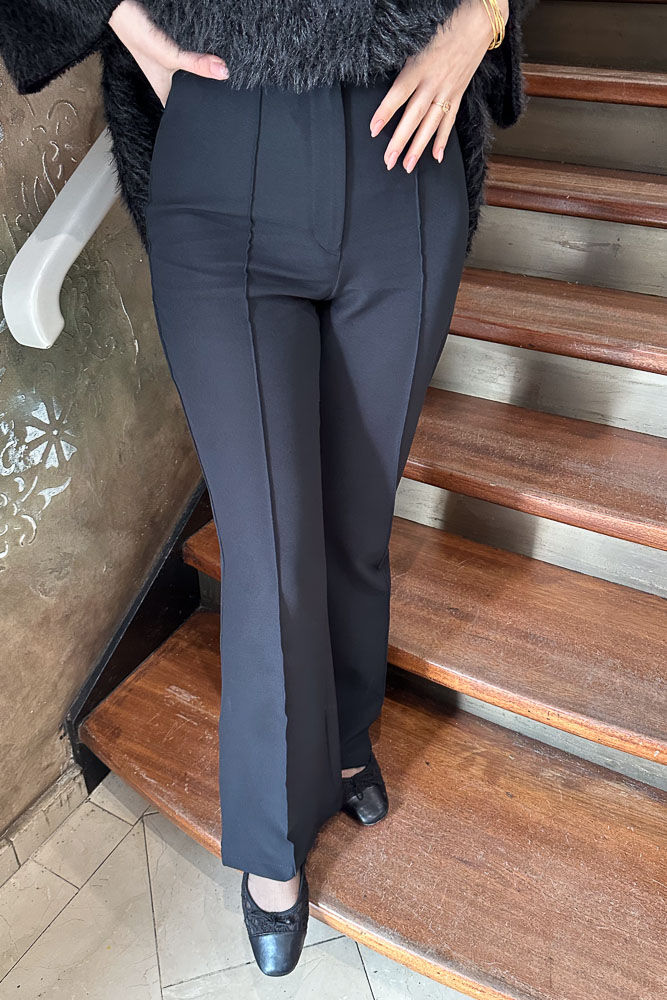 Gwen Önden Dikişili Pantolon - Siyah - 1