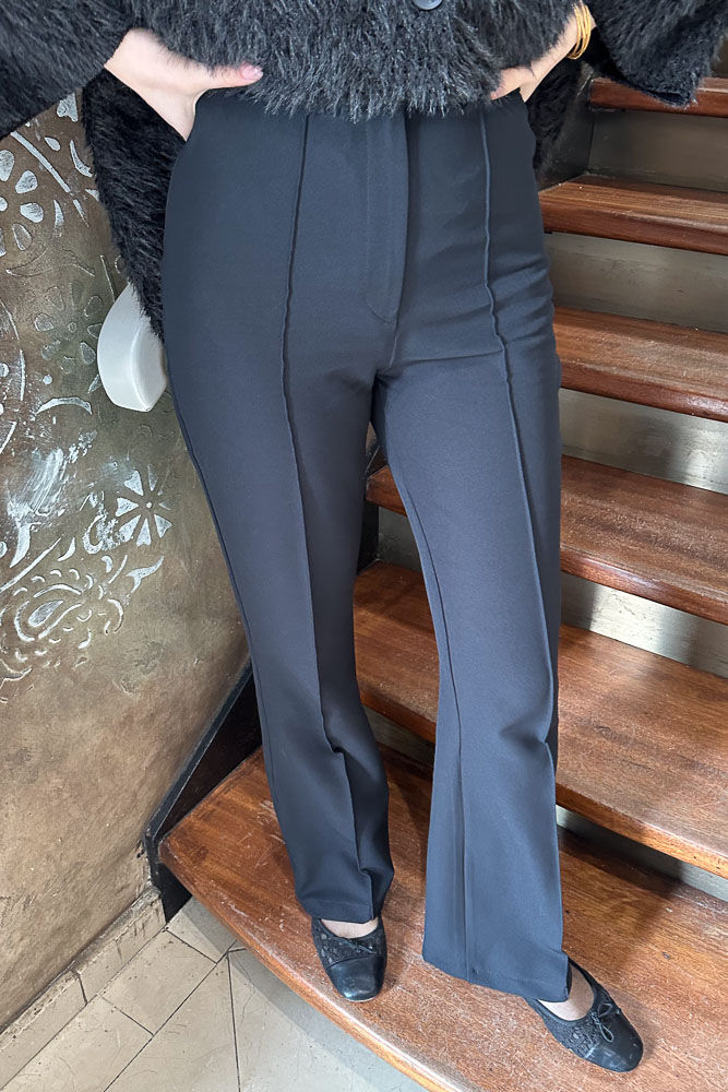 Gwen Önden Dikişili Pantolon - Siyah - HENZA (1)