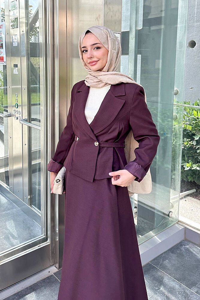 Harper Kruvaze Gold Detaylı Takım - Bordo - LİNE (1)