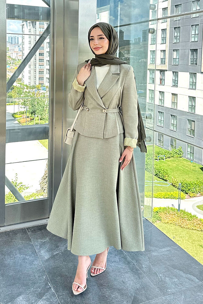 Harper Kruvaze Gold Detaylı Takım - Küf Yeşili - LİNE (0)