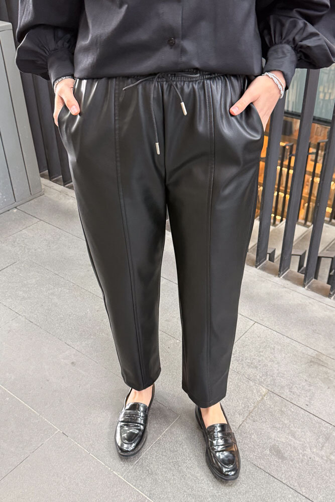 Havuç Form Deri Pantolon - Siyah - İKOL (0)