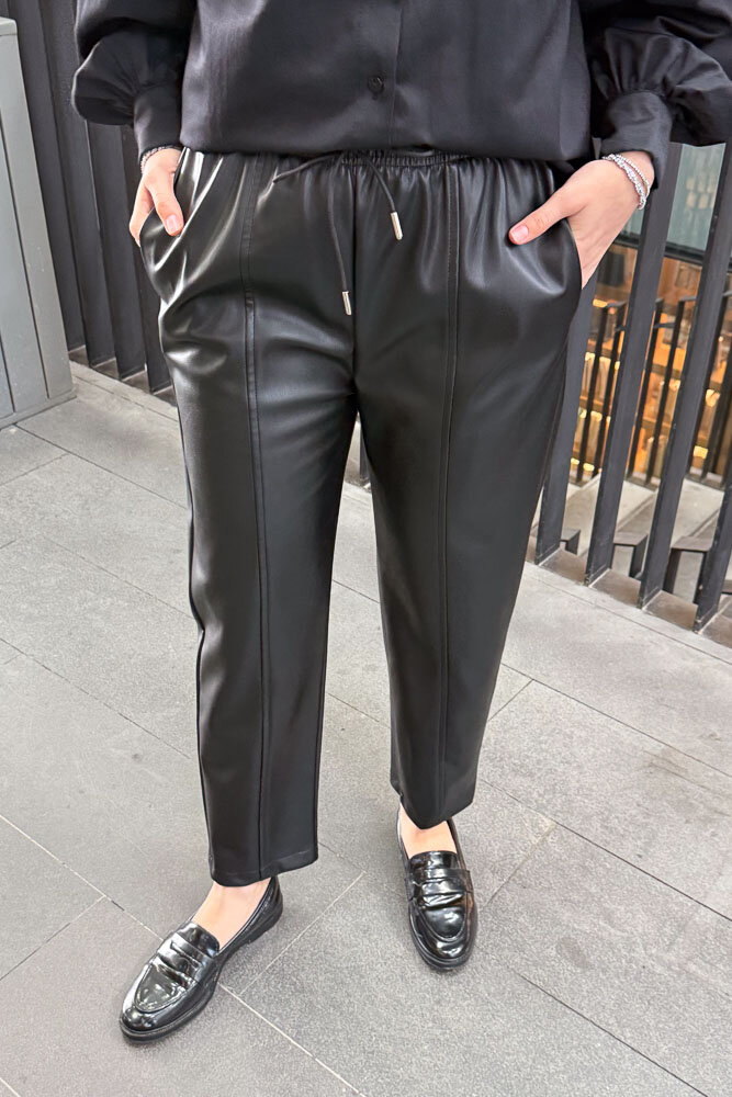 Havuç Form Deri Pantolon - Siyah - İKOL (1)