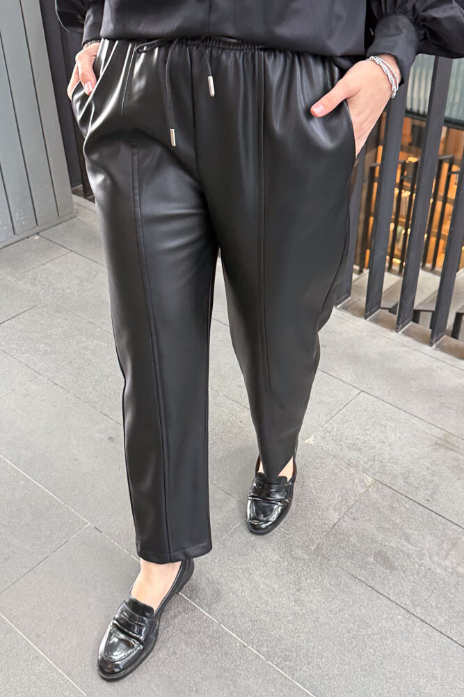 Havuç Form Deri Pantolon - Siyah - İKOL (3)