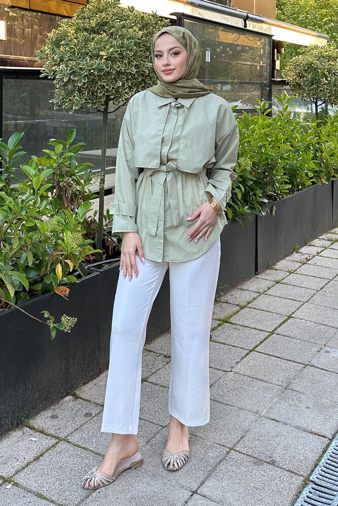 Hilda Rüzgarlıklı Gömlek - Haki - 4