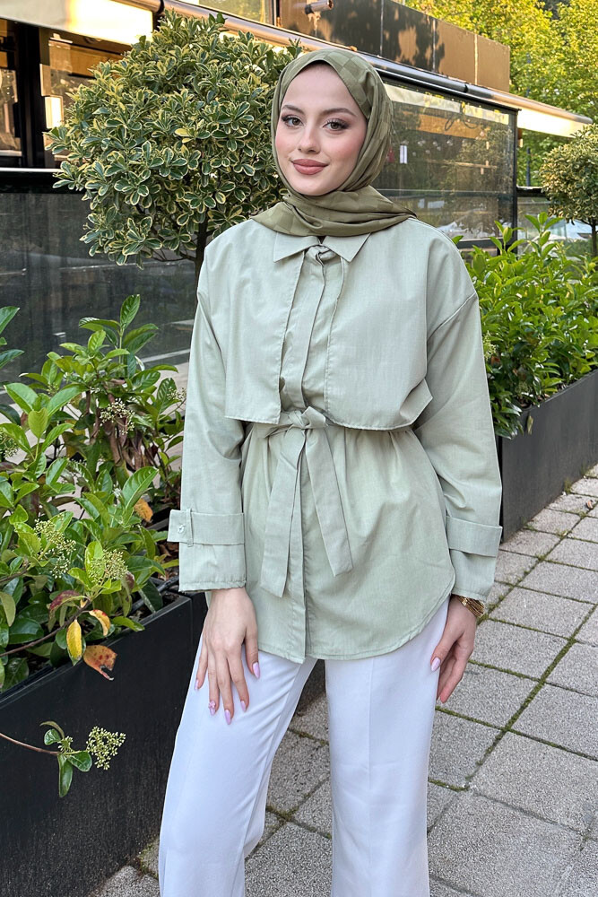 Hilda Rüzgarlıklı Gömlek - Haki - 5