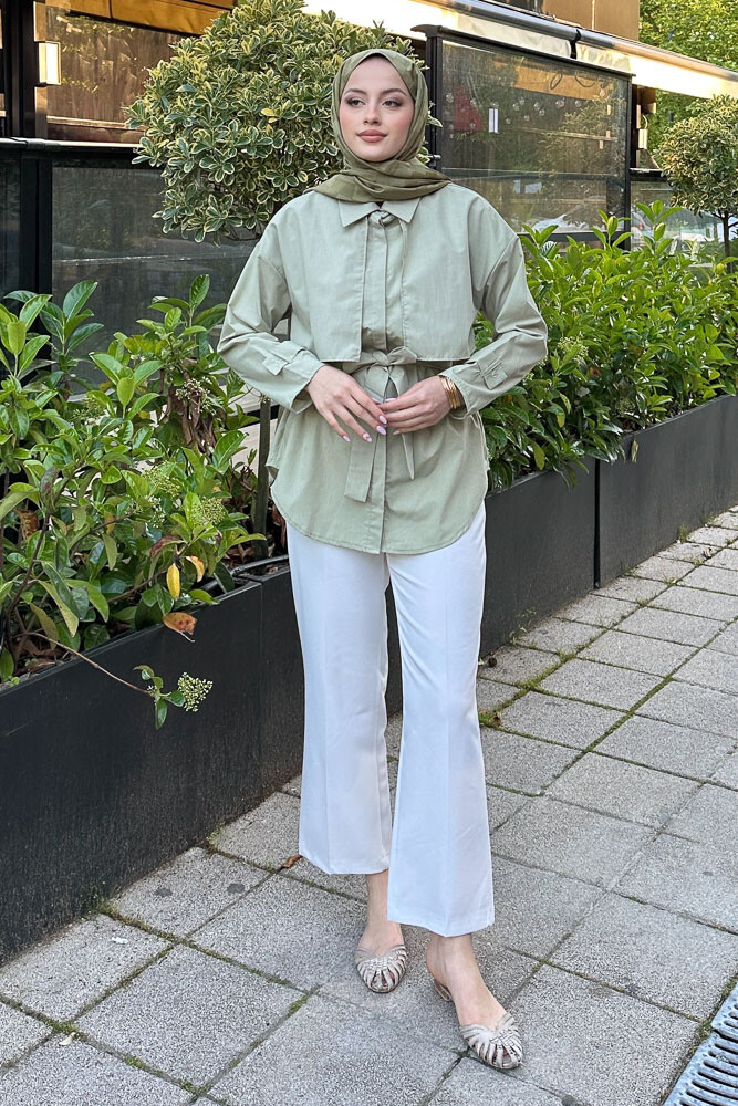Hilda Rüzgarlıklı Gömlek - Haki - 7