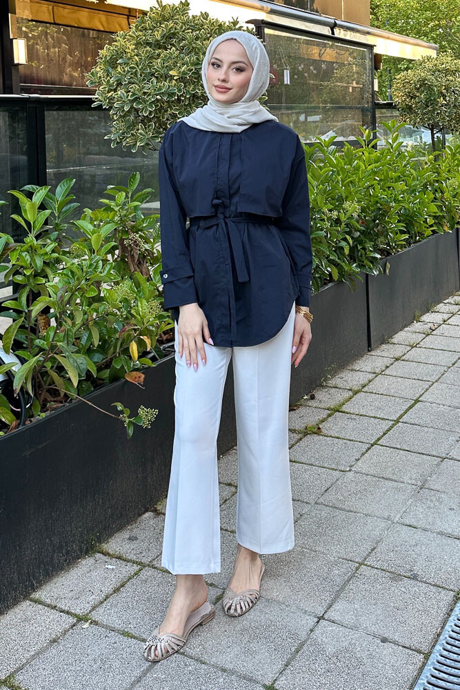 Hilda Rüzgarlıklı Gömlek - Lacivert - 1