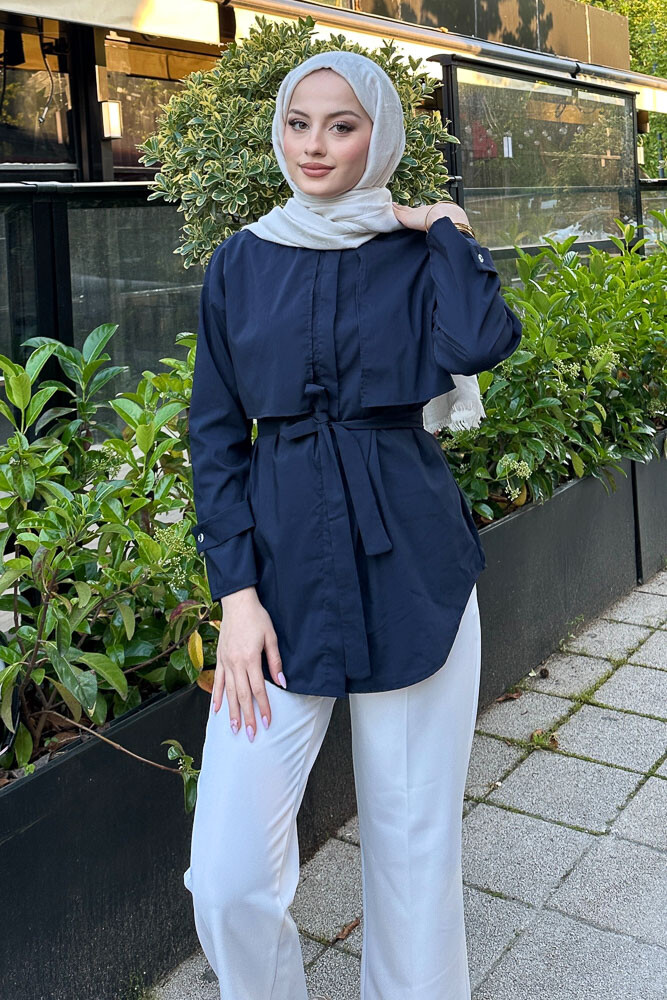 Hilda Rüzgarlıklı Gömlek - Lacivert - 2