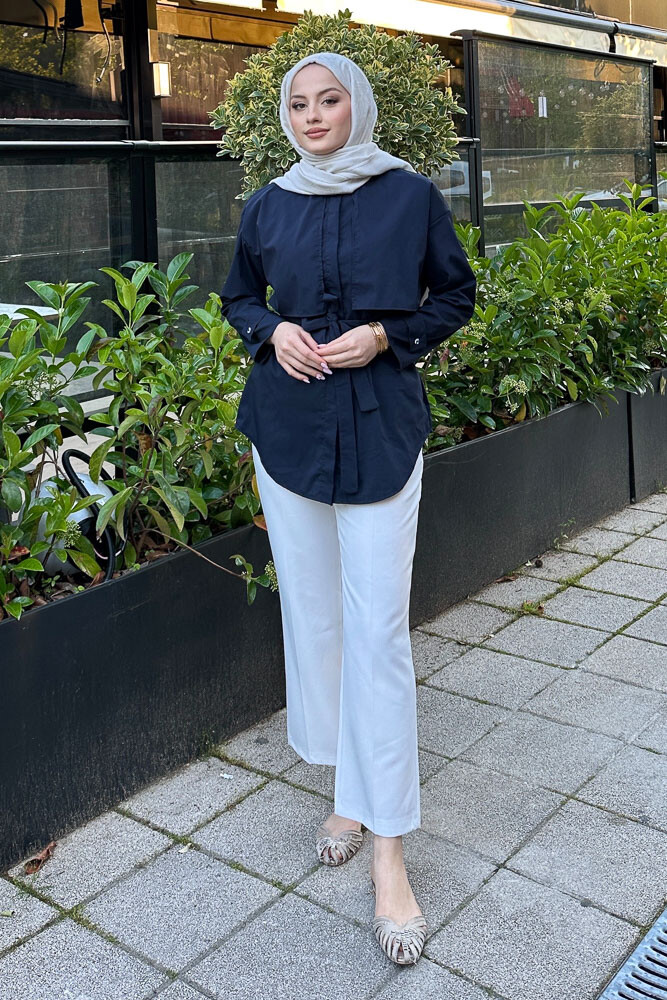 Hilda Rüzgarlıklı Gömlek - Lacivert - 3