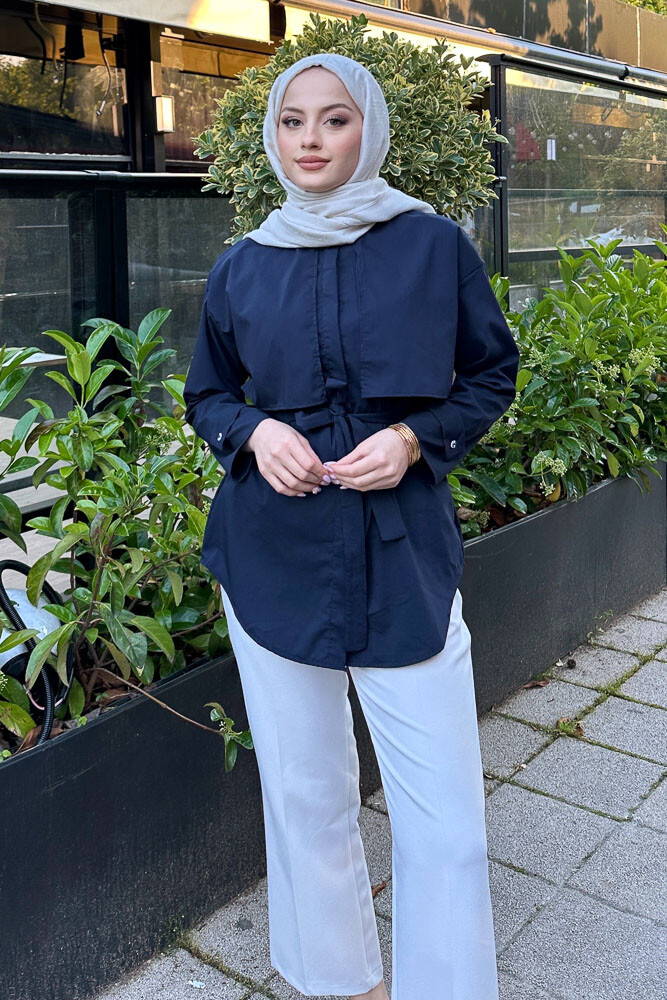 Hilda Rüzgarlıklı Gömlek - Lacivert - 5