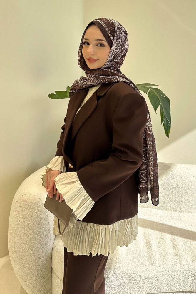 Hürrema Plise Garnili Takım - Kahverengi - HEWES (5)