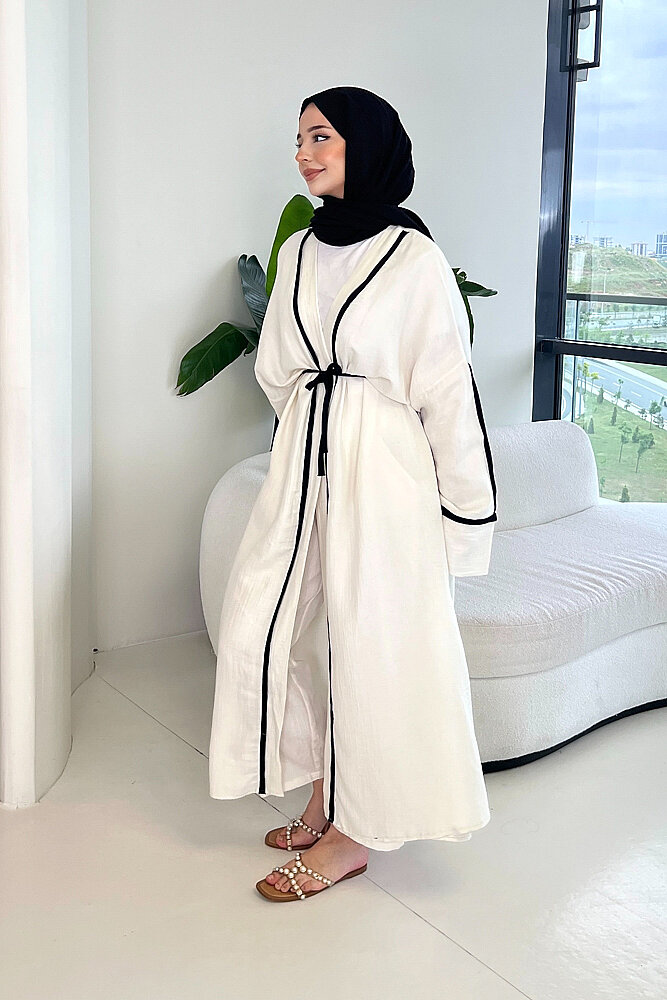 İbiza Biyeli Müslin Kimono - Ekru - ALLMİSS (1)