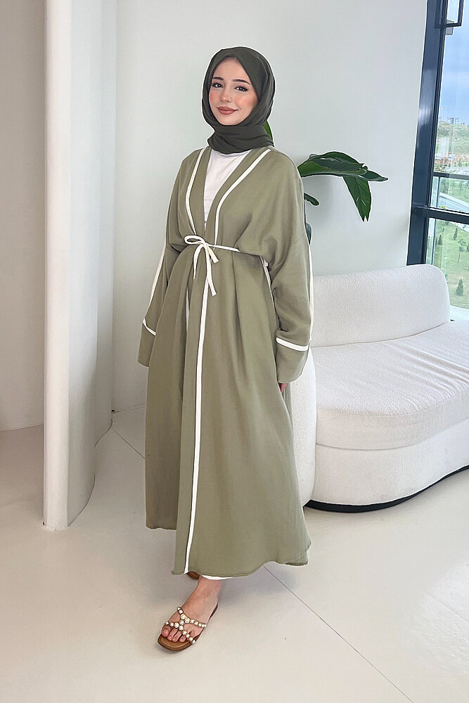 İbiza Biyeli Müslin Kimono - Haki - ALLMİSS (3)