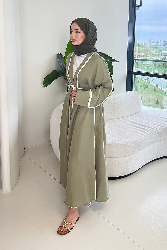 İbiza Biyeli Müslin Kimono - Haki - ALLMİSS (0)