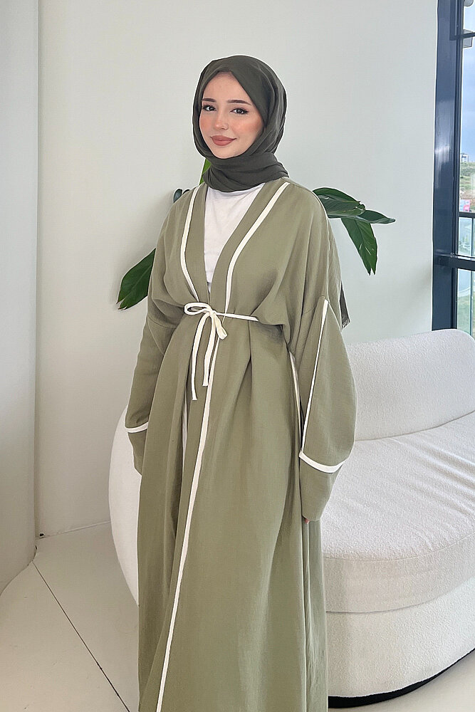 İbiza Biyeli Müslin Kimono - Haki - 5