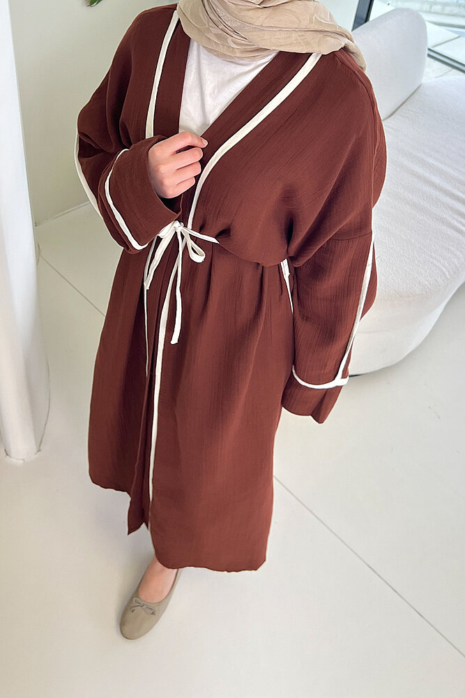 İbiza Biyeli Müslin Kimono - Kahverengi - ALLMİSS (3)
