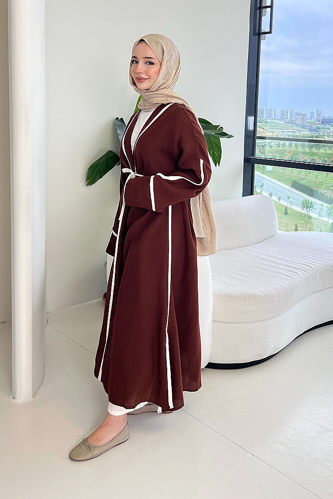 İbiza Biyeli Müslin Kimono - Kahverengi - ALLMİSS (4)