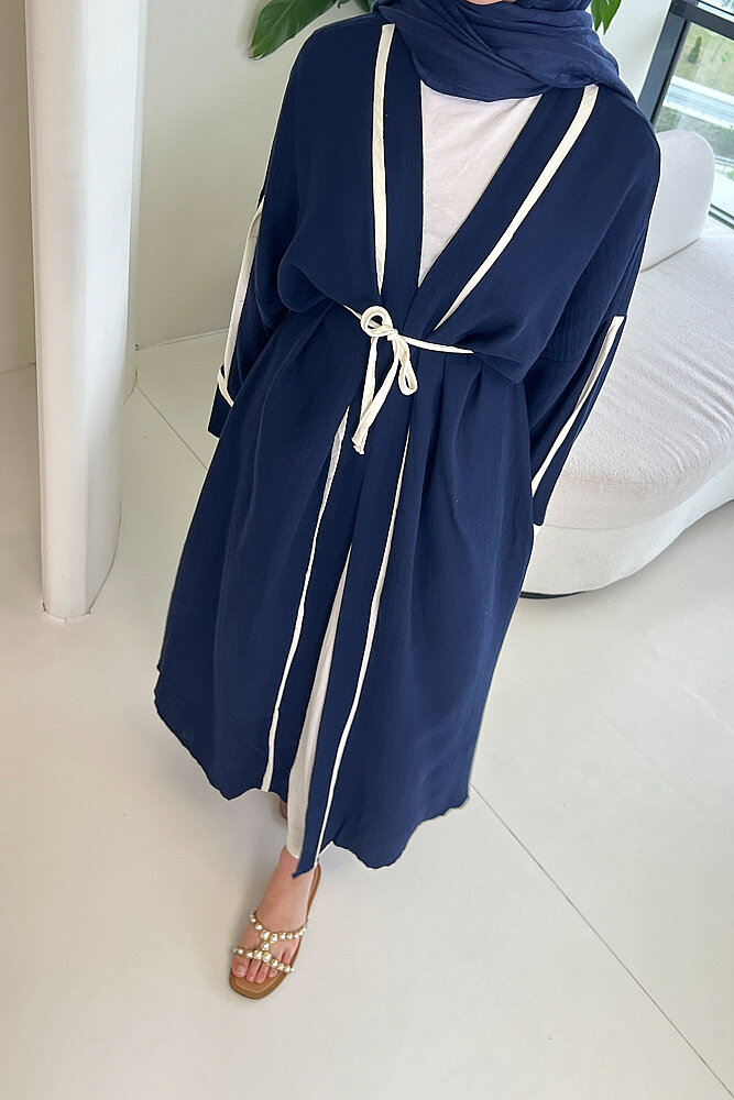 İbiza Biyeli Müslin Kimono - Lacivert - ALLMİSS (1)