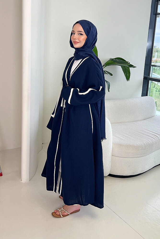 İbiza Biyeli Müslin Kimono - Lacivert - 3