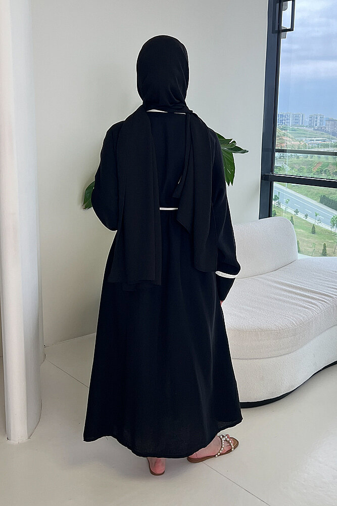 İbiza Biyeli Müslin Kimono - Siyah - ALLMİSS (5)