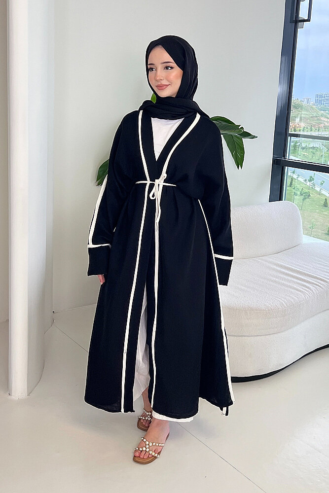 İbiza Biyeli Müslin Kimono - Siyah - ALLMİSS (0)