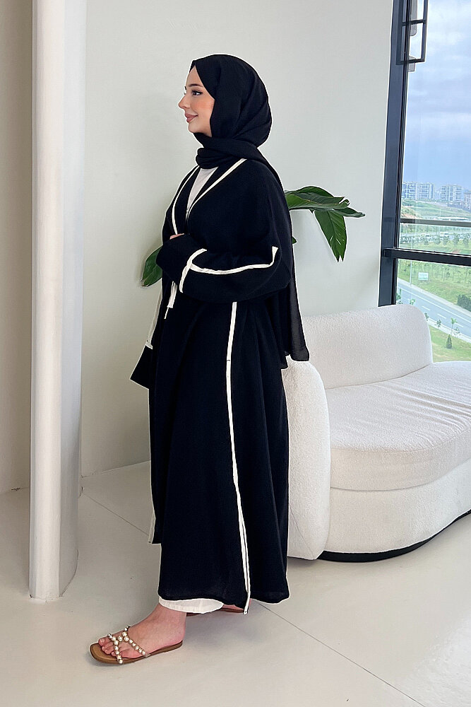 İbiza Biyeli Müslin Kimono - Siyah - ALLMİSS (1)
