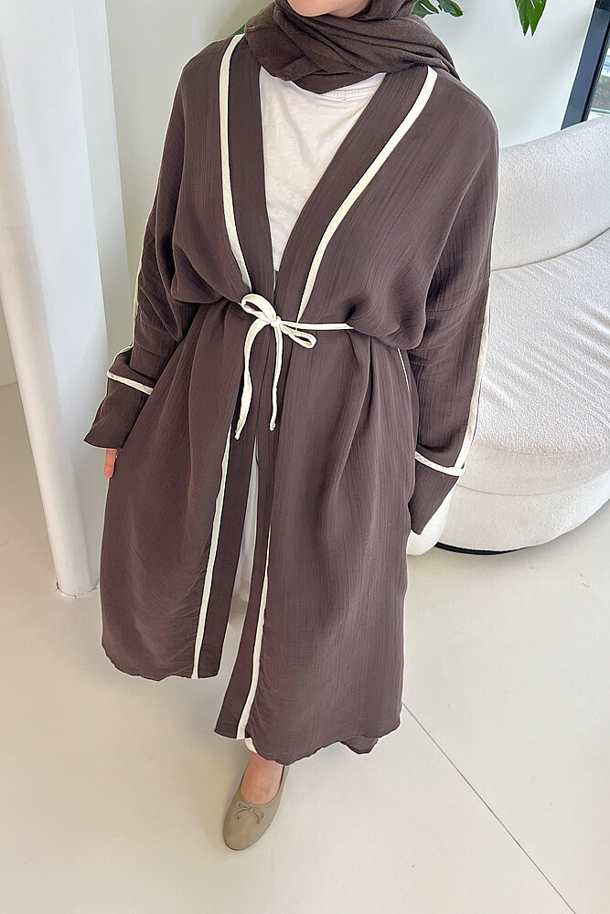 İbiza Biyeli Müslin Kimono - Vizon - ALLMİSS (1)