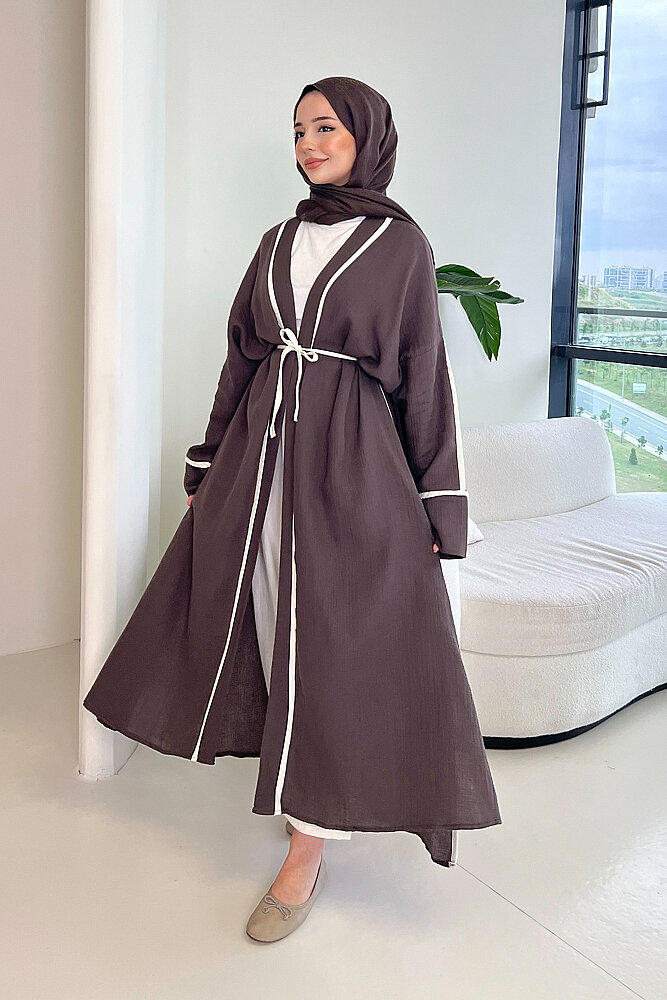İbiza Biyeli Müslin Kimono - Vizon - 3