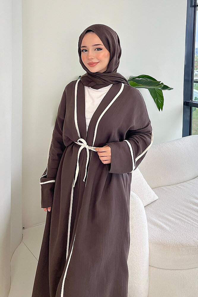 İbiza Biyeli Müslin Kimono - Vizon - ALLMİSS (0)