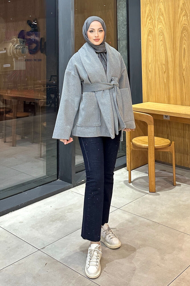 Iconic Kaşe Kısa Kaban - Antrasit - JOUE (0)