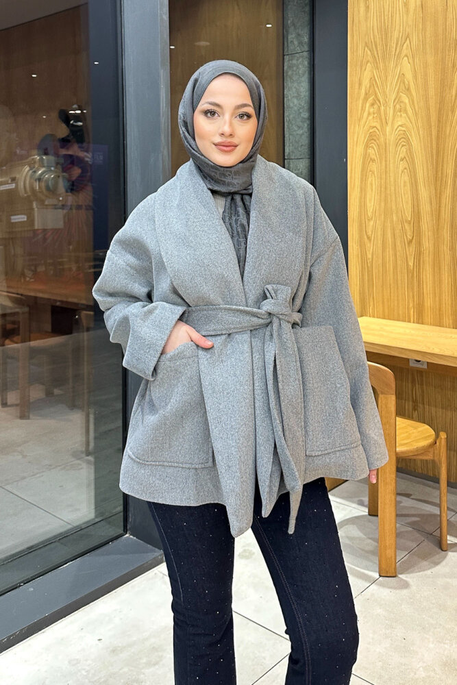 Iconic Kaşe Kısa Kaban - Antrasit - 6