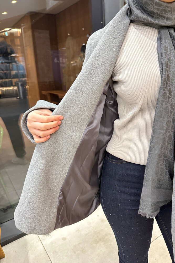 Iconic Kaşe Kısa Kaban - Antrasit - JOUE (2)