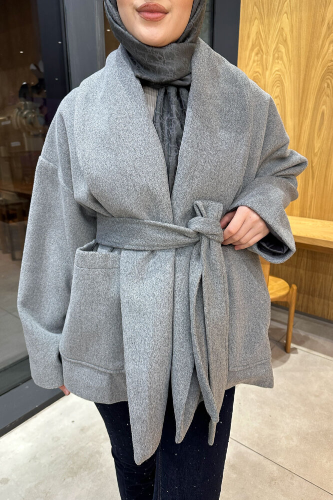 Iconic Kaşe Kısa Kaban - Antrasit - 7