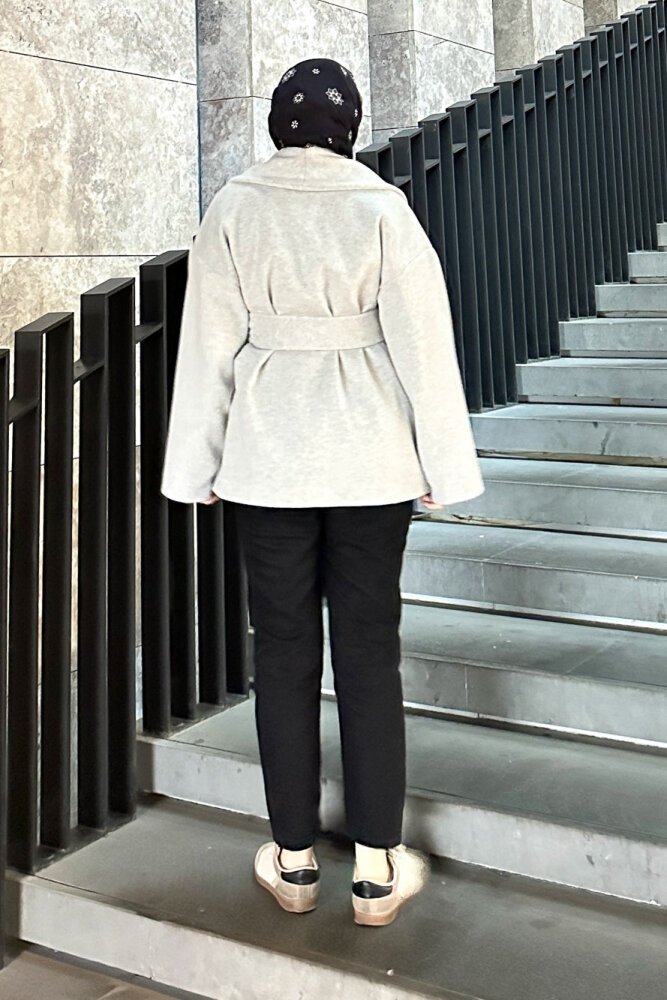 Iconic Kaşe Kısa Kaban - Gri - 8