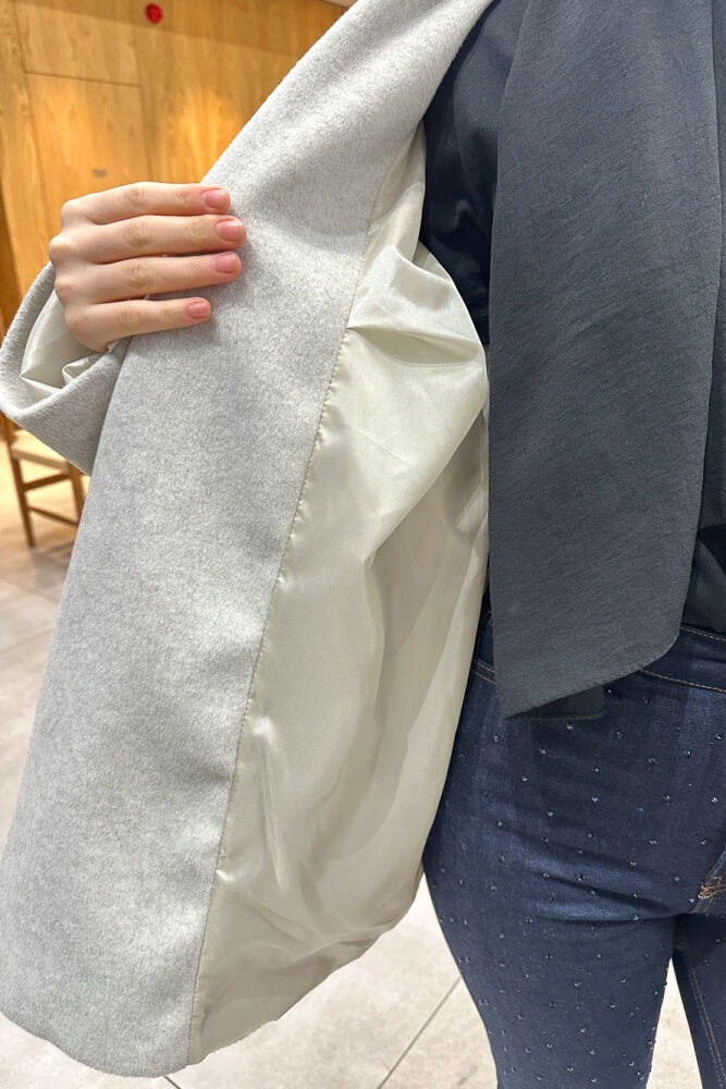 Iconic Kaşe Kısa Kaban - Gri - JOUE (2)