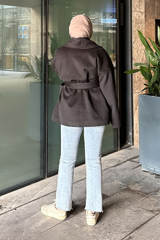 Iconic Kaşe Kısa Kaban - Siyah - JOUE (5)